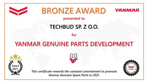 Wyróżnienie Bronze Award od Yanmar dla firmy Techbud